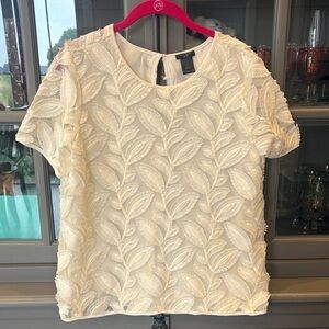 Ann Taylor Cream Embroidered Blouse